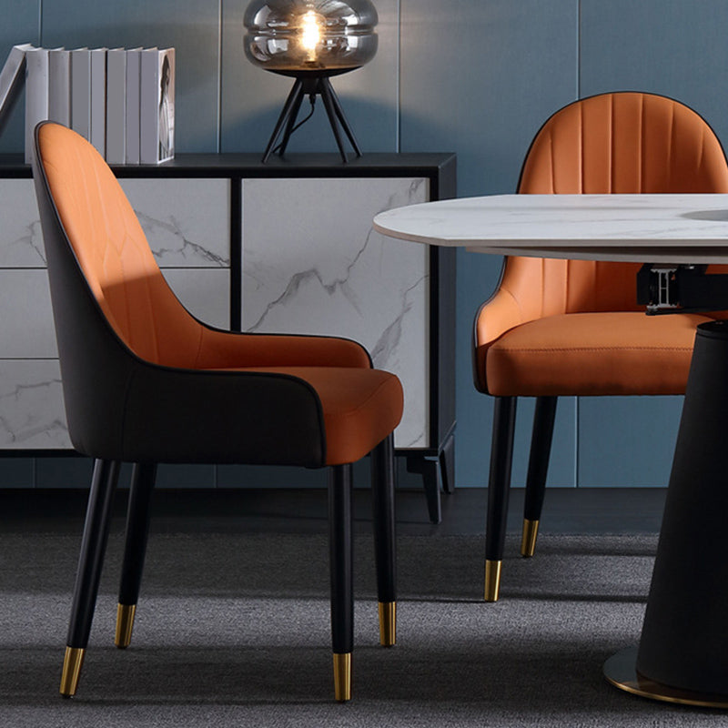 Glam Style Parsons Side Chair Leather Indoor Dining Chair for Living Room