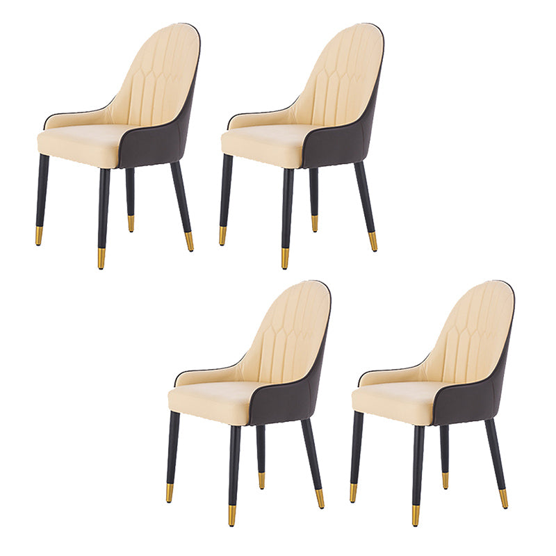 Glam Style Parsons Side Chair Leather Indoor Dining Chair for Living Room