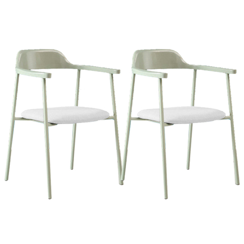 Industrial Indoor-Outdoor Chair Open Back Upholstered Dining Arm Chair