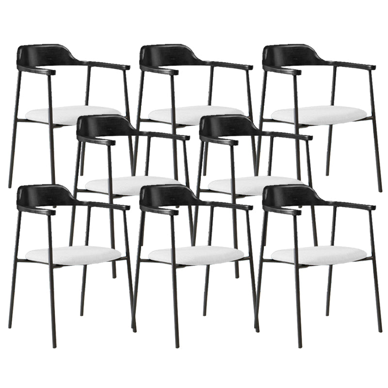 Industrial Indoor-Outdoor Chair Open Back Upholstered Dining Arm Chair