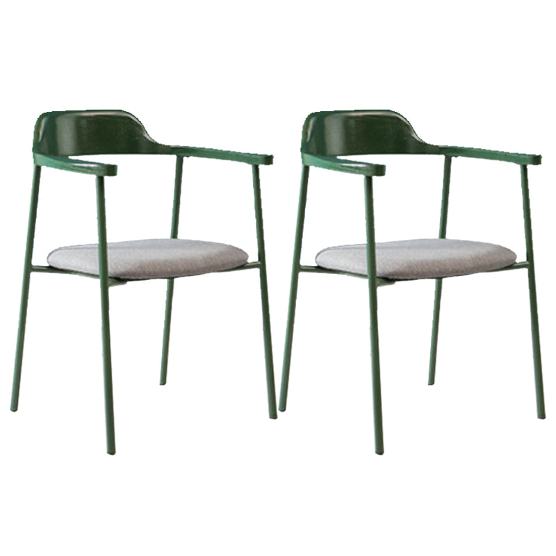 Industrial Indoor-Outdoor Chair Open Back Upholstered Dining Arm Chair