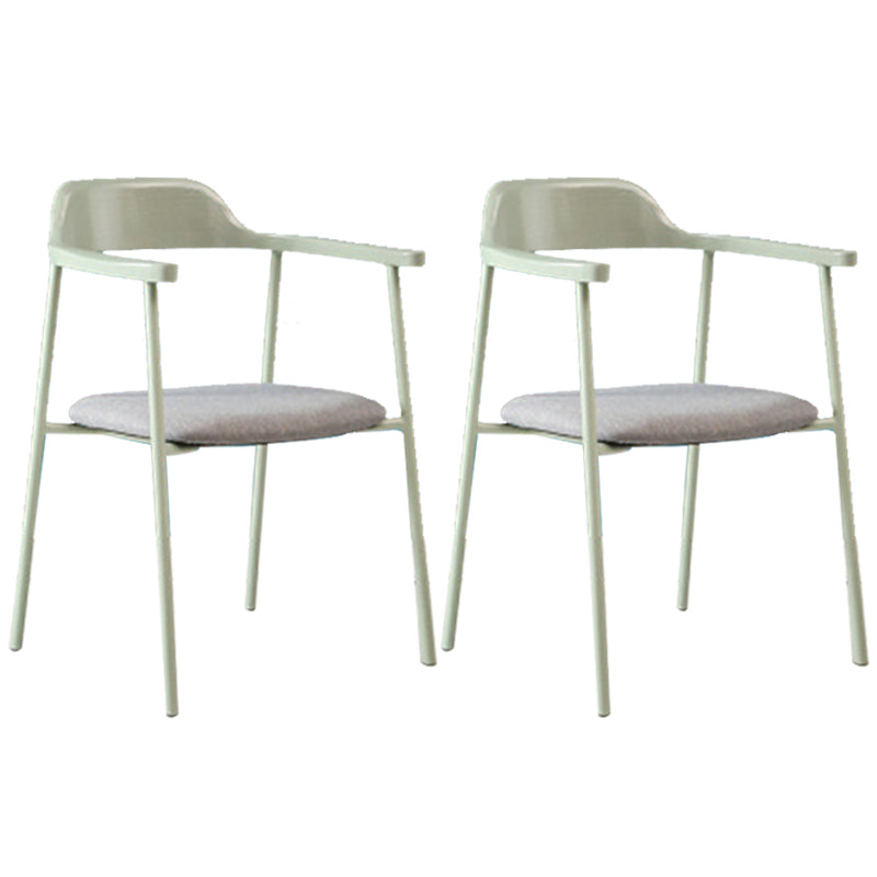 Industrial Indoor-Outdoor Chair Open Back Upholstered Dining Arm Chair