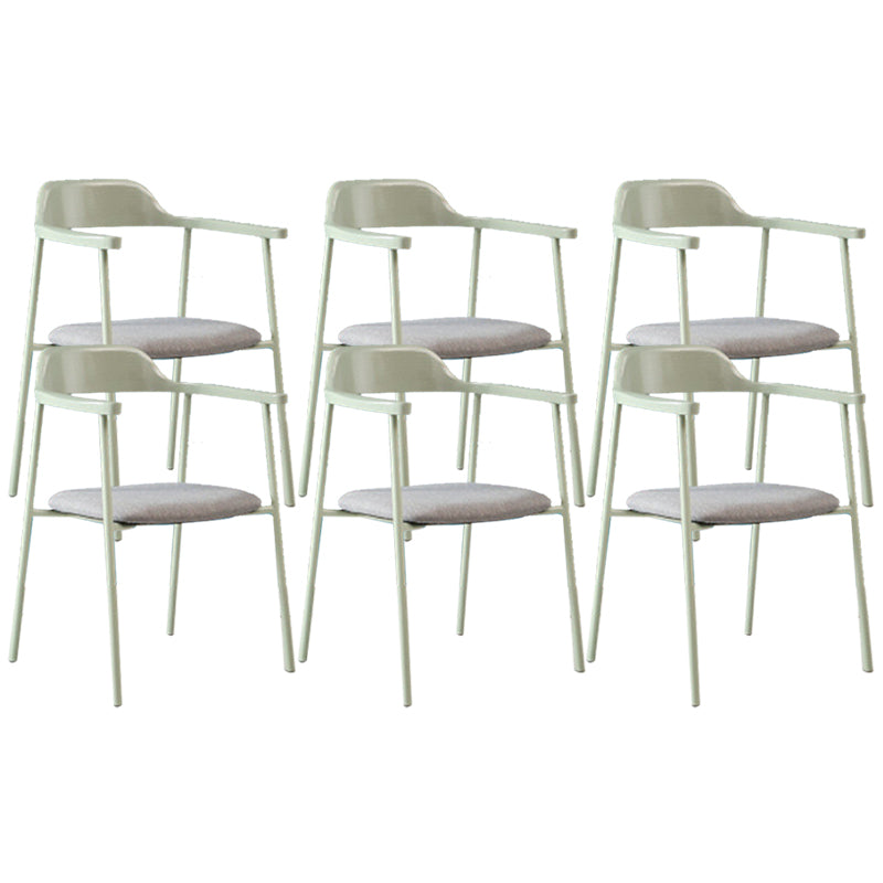 Industrial Indoor-Outdoor Chair Open Back Upholstered Dining Arm Chair