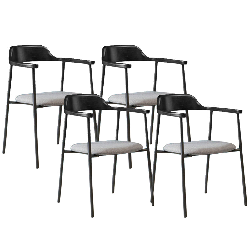 Industrial Indoor-Outdoor Chair Open Back Upholstered Dining Arm Chair