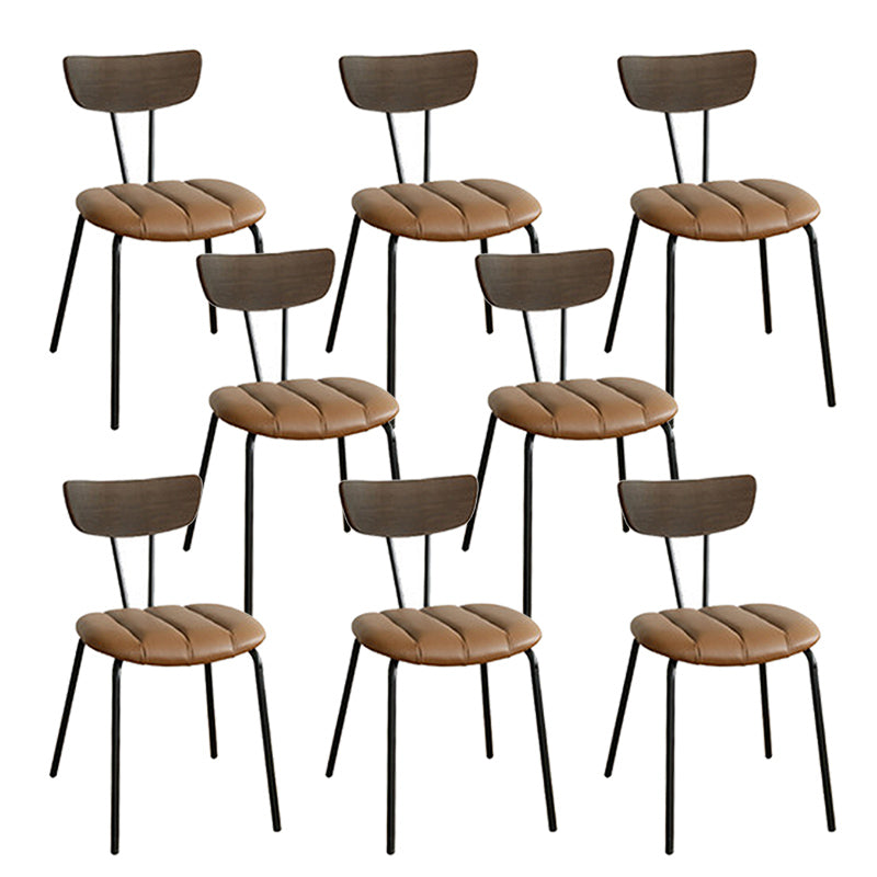 Home Kitchen Industrial Side Chair PU Leather Upholstered Armless Chair