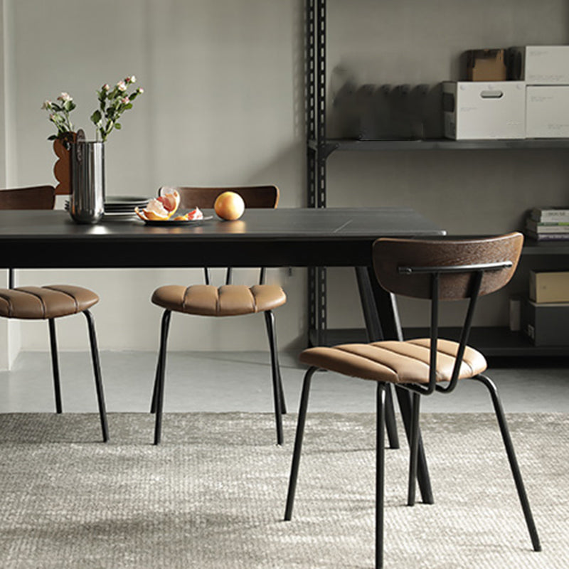 Home Kitchen Industrial Side Chair PU Leather Upholstered Armless Chair