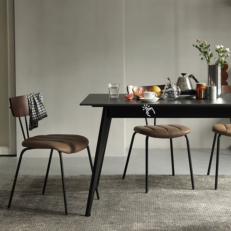 Home Kitchen Industrial Side Chair PU Leather Upholstered Armless Chair