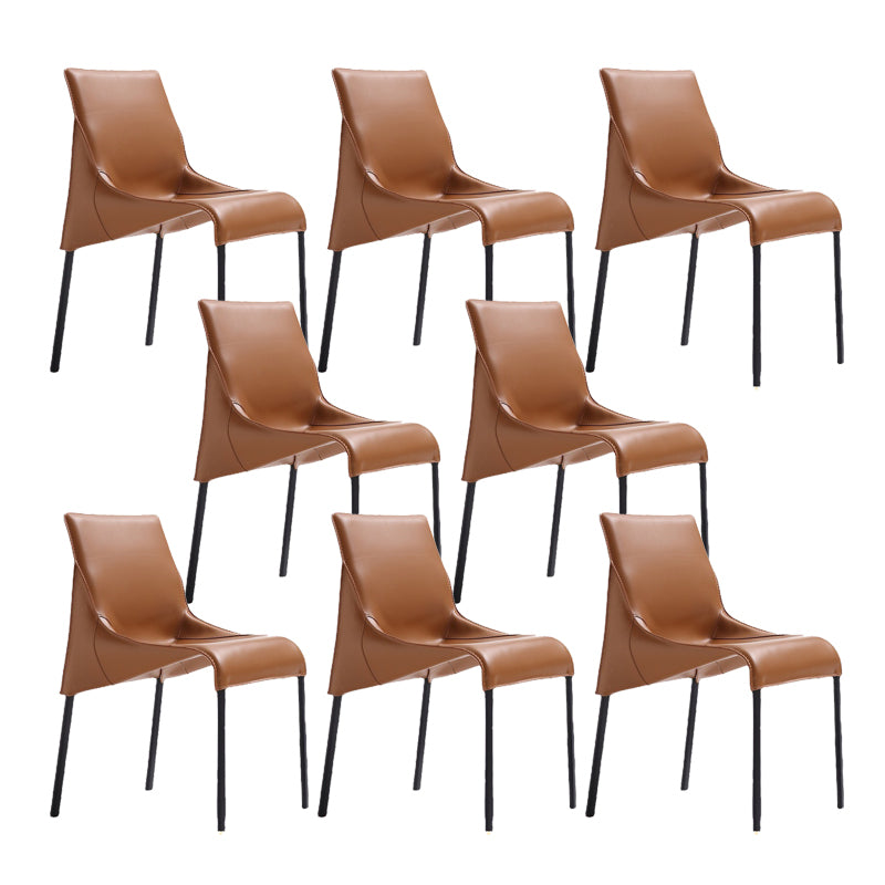 Contemporary Side Chair Leather Armless Dining Chair for Dining Room