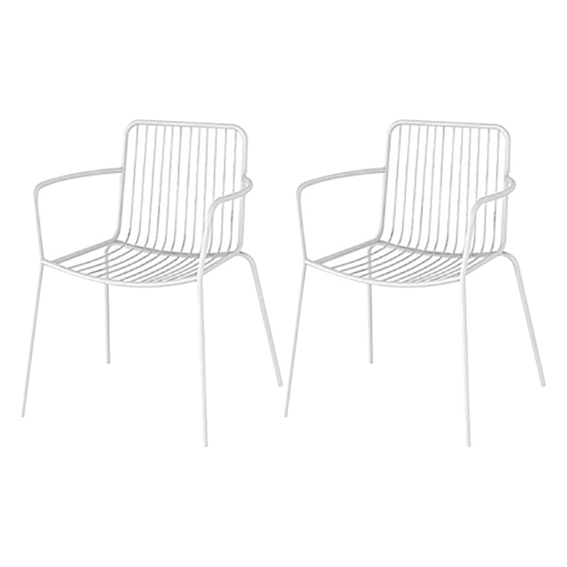 Industrial Patio Dining Chair Slat Back Metal Dining Arm Chairs