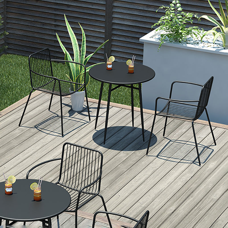 Industrial Patio Dining Chair Slat Back Metal Dining Arm Chairs