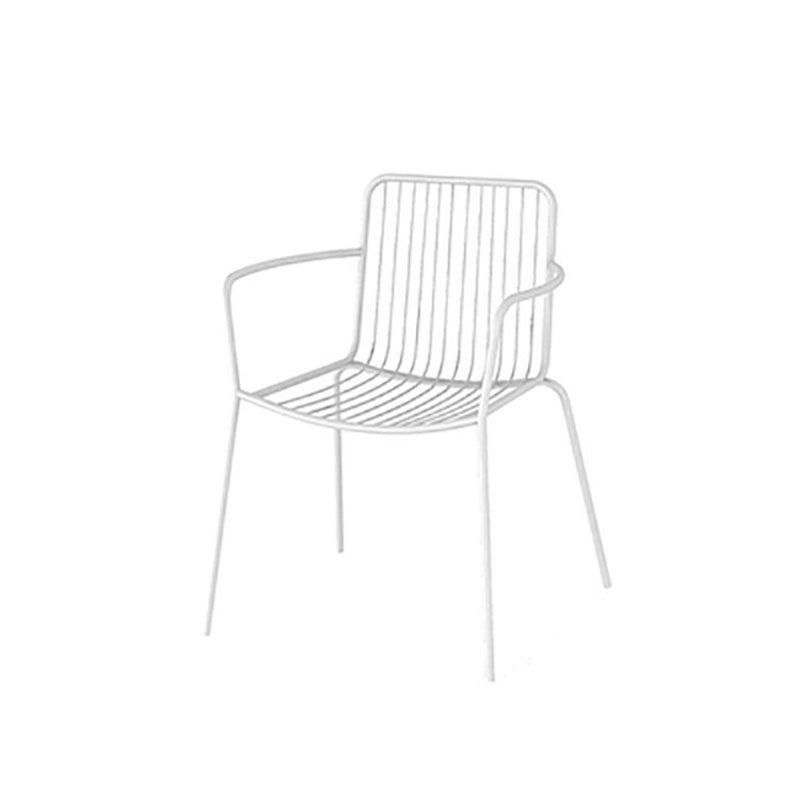 Industrial Patio Dining Chair Slat Back Metal Dining Arm Chairs