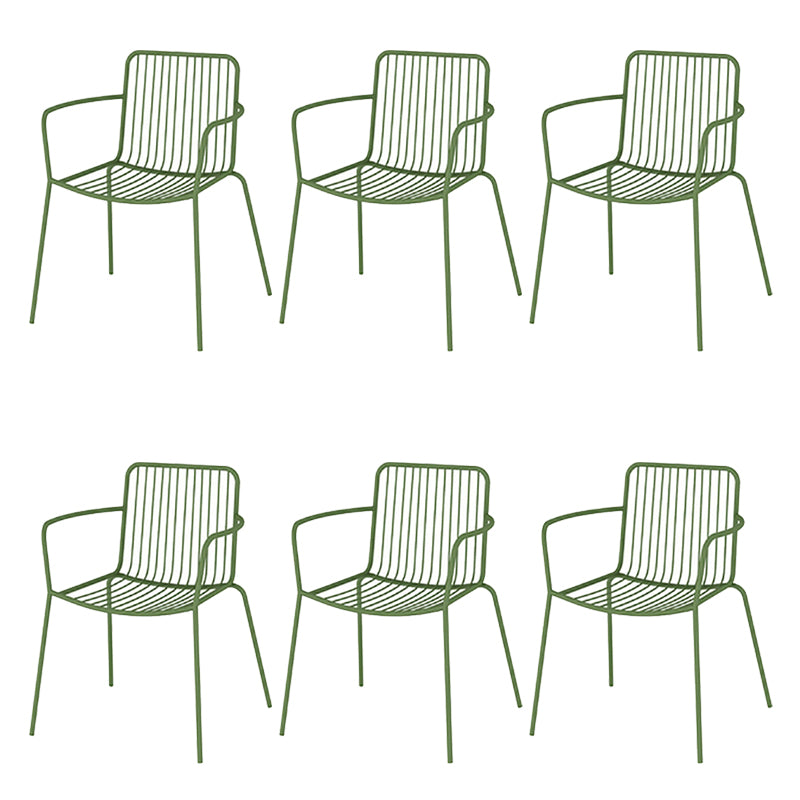 Industrial Patio Dining Chair Slat Back Metal Dining Arm Chairs