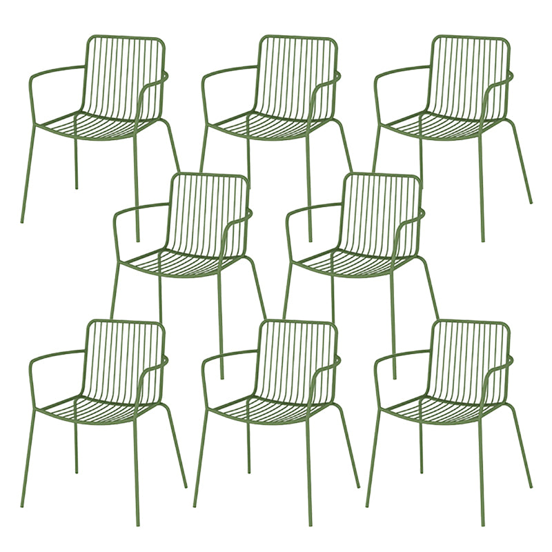 Industrial Patio Dining Chair Slat Back Metal Dining Arm Chairs