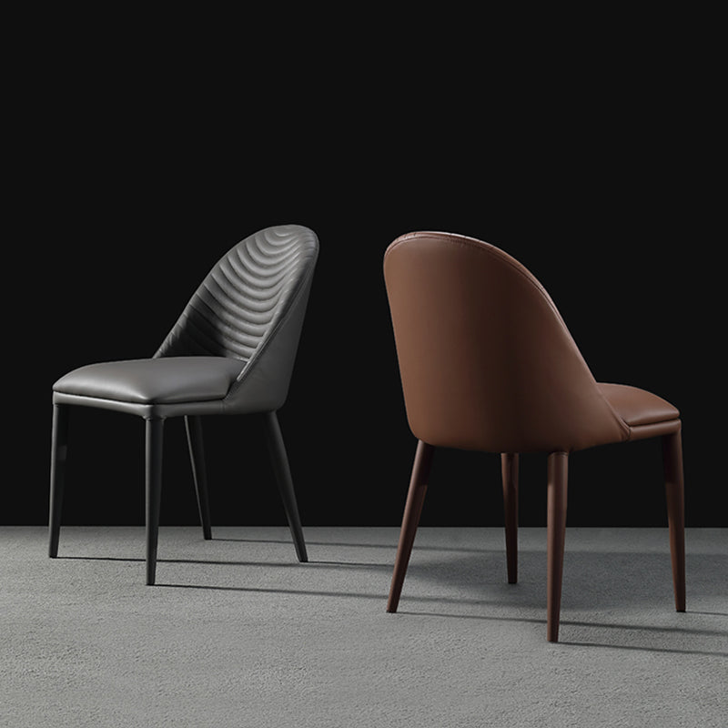 Parsons Side Chair Leather Metal Base Dining Chair for Dining Room