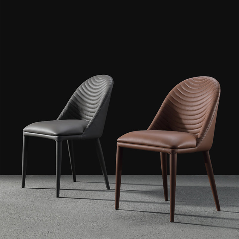 Parsons Side Chair Leather Metal Base Dining Chair for Dining Room