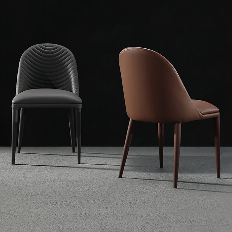 Parsons Side Chair Leather Metal Base Dining Chair for Dining Room