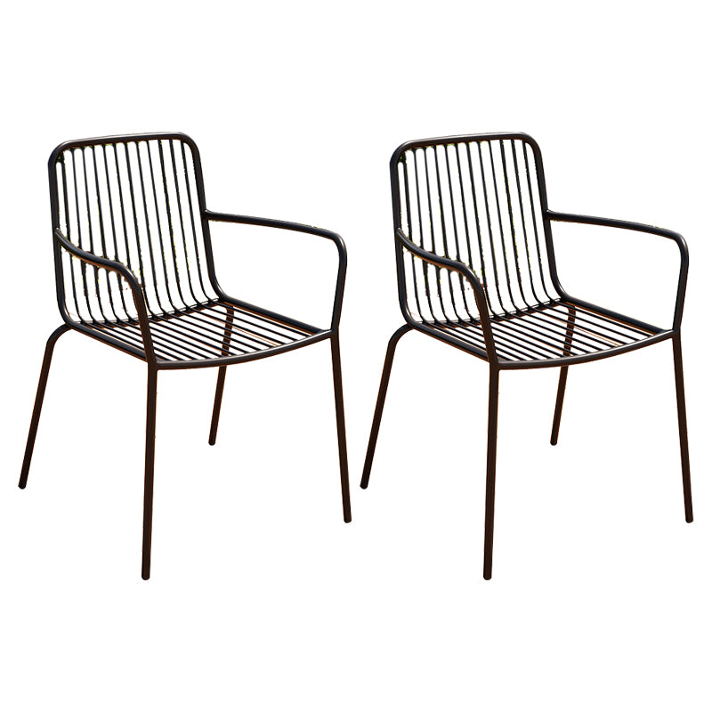 Outdoor Patio Arm Chair Metal Industrial Chairs with Slat Back