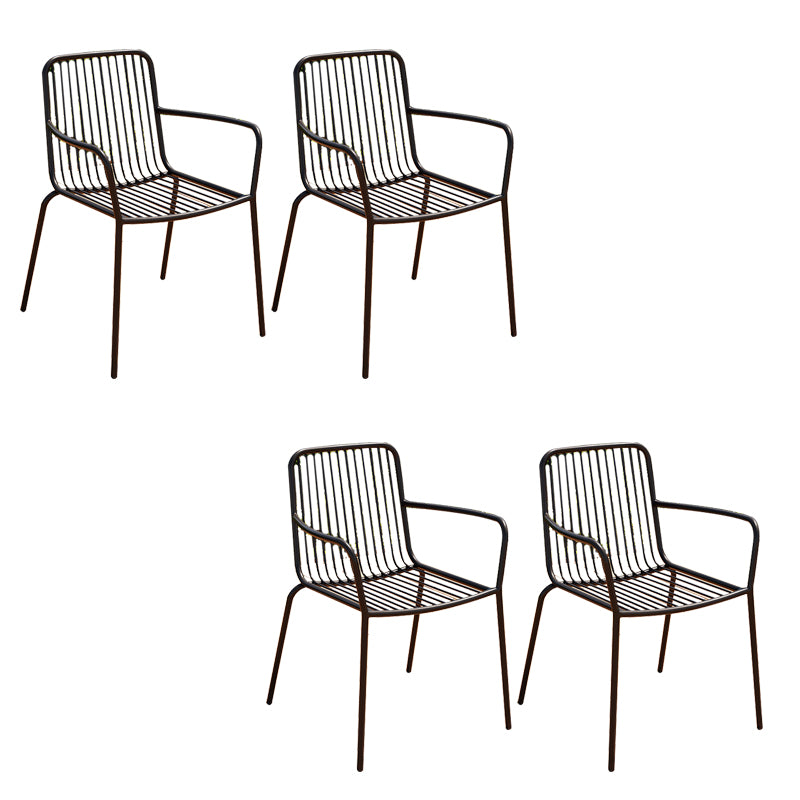 Outdoor Patio Arm Chair Metal Industrial Chairs with Slat Back