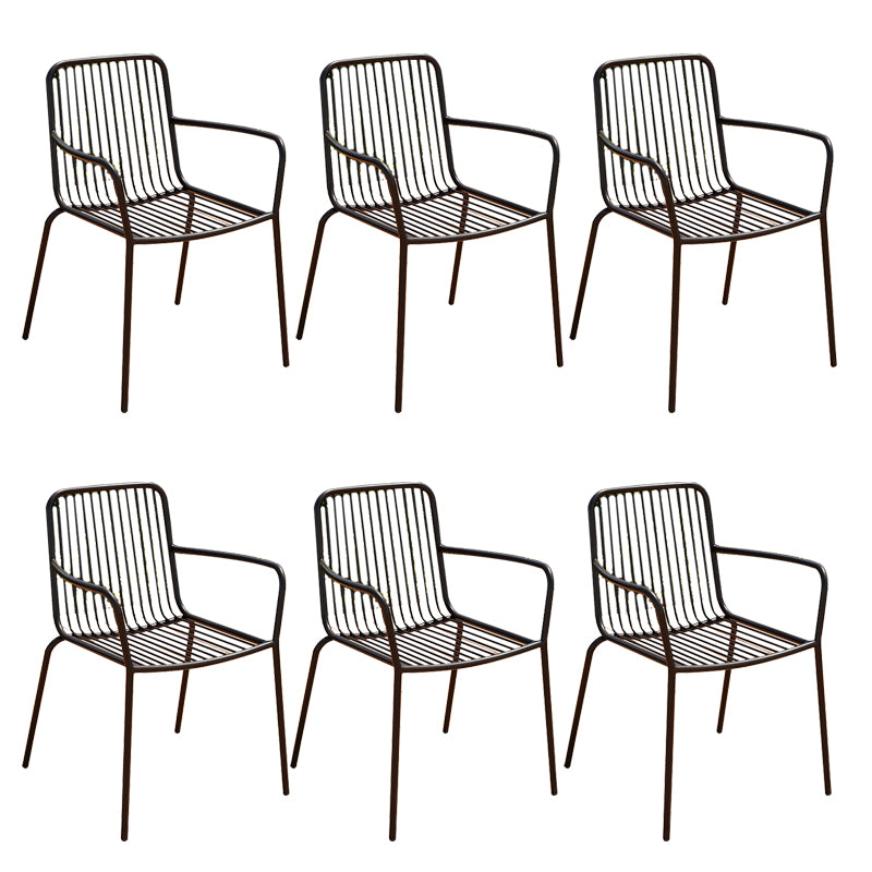 Outdoor Patio Arm Chair Metal Industrial Chairs with Slat Back