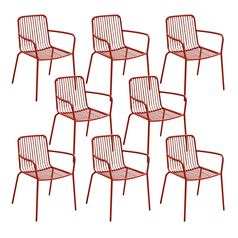 Outdoor Patio Arm Chair Metal Industrial Chairs with Slat Back