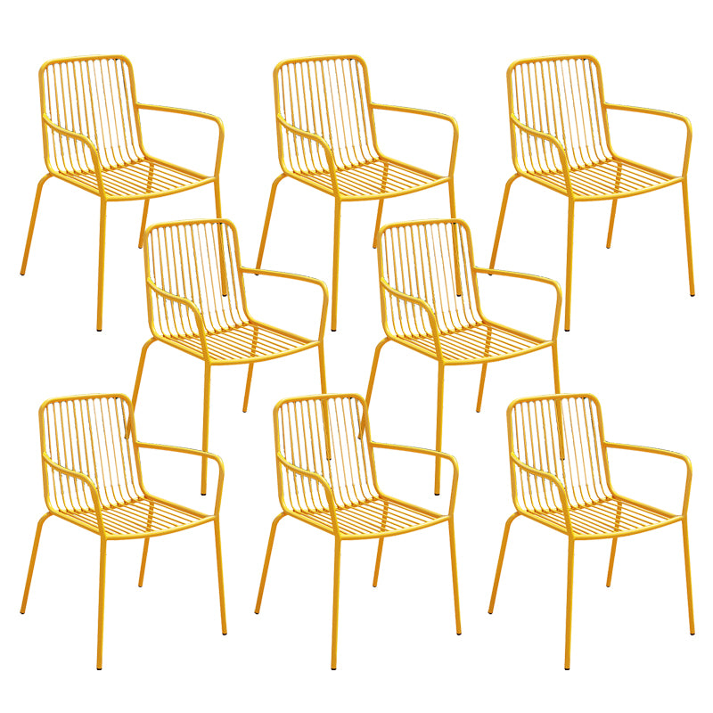 Outdoor Patio Arm Chair Metal Industrial Chairs with Slat Back