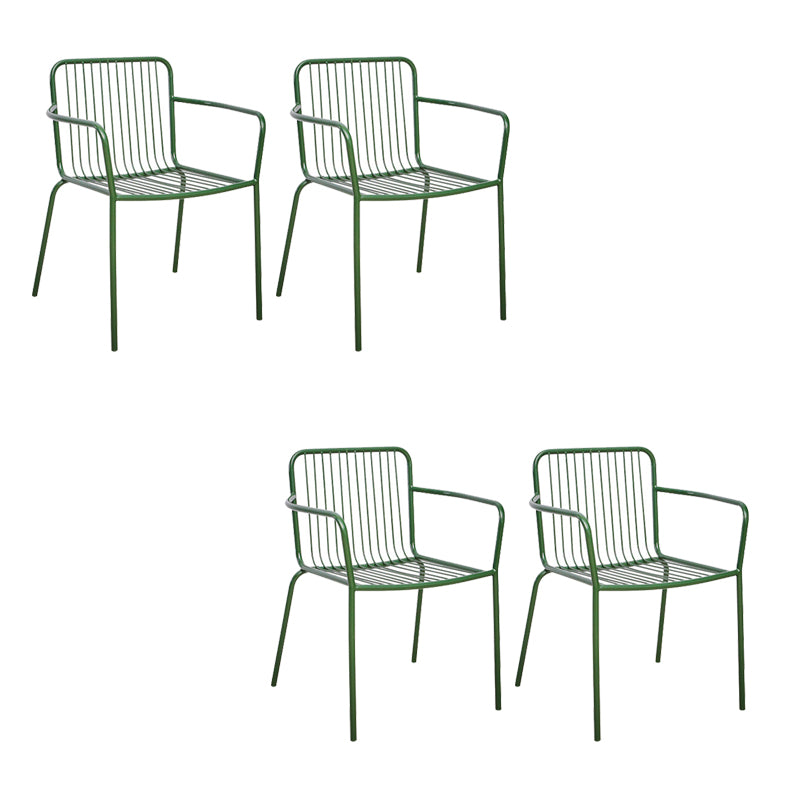 Outdoor Patio Arm Chair Metal Industrial Chairs with Slat Back