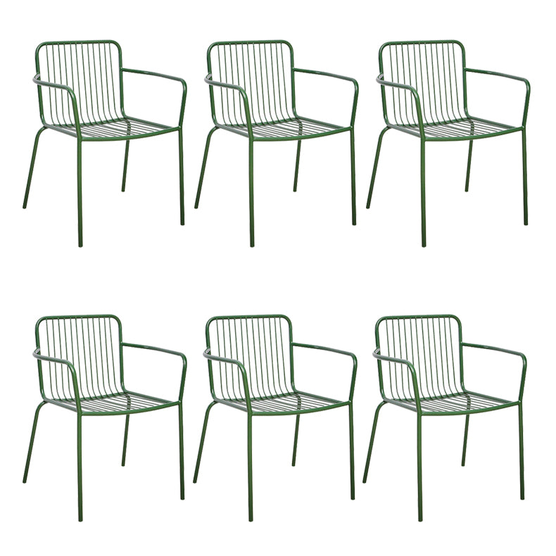 Outdoor Patio Arm Chair Metal Industrial Chairs with Slat Back