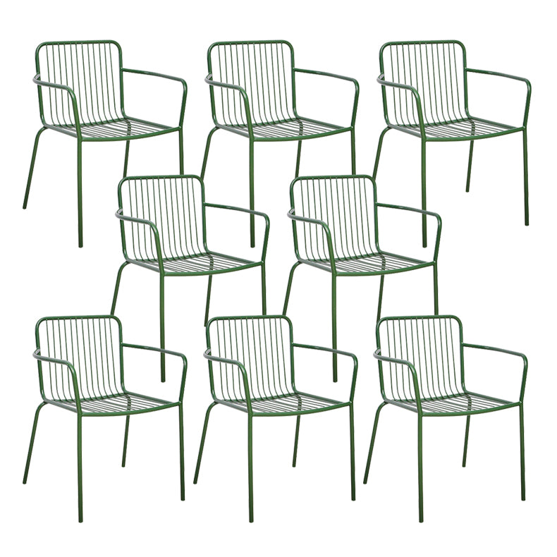 Outdoor Patio Arm Chair Metal Industrial Chairs with Slat Back