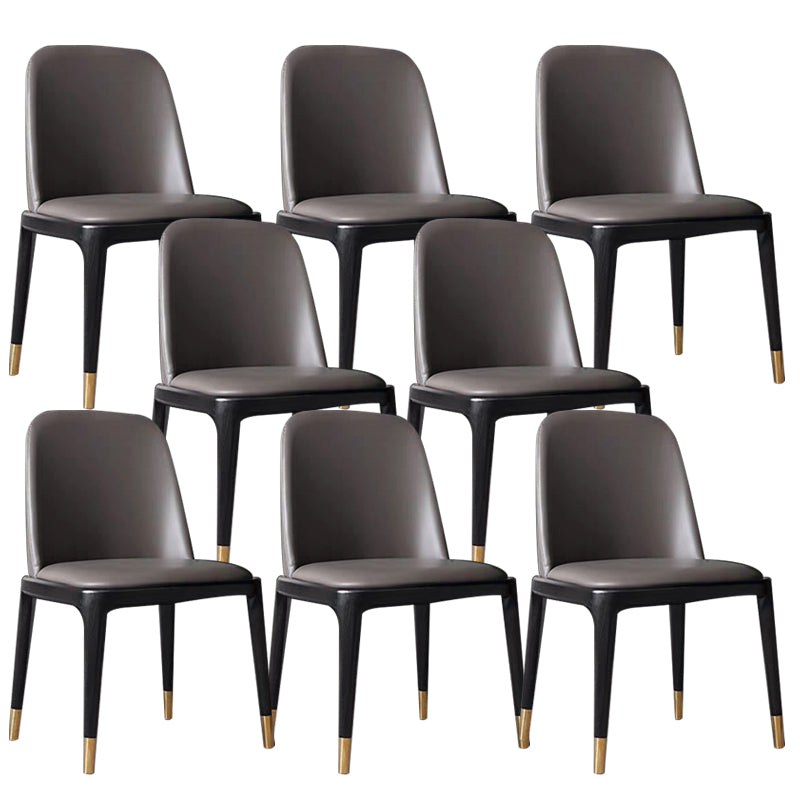 Faux Leather Upholstered Dining Chairs Industrial Solid Back Chair