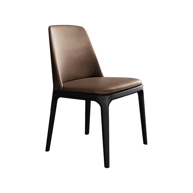 Faux Leather Upholstered Dining Chairs Industrial Solid Back Chair