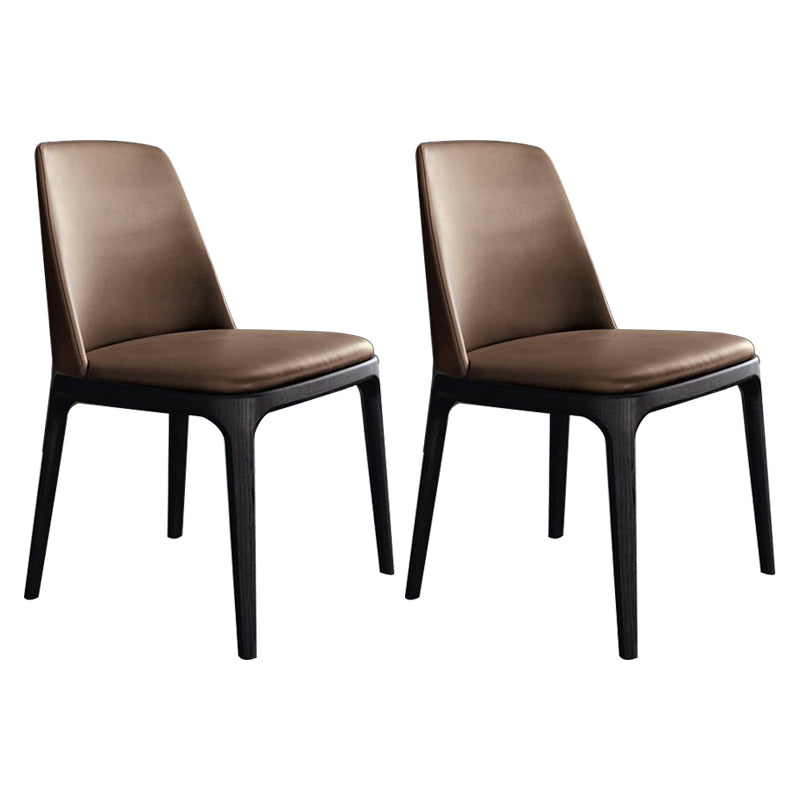Faux Leather Upholstered Dining Chairs Industrial Solid Back Chair