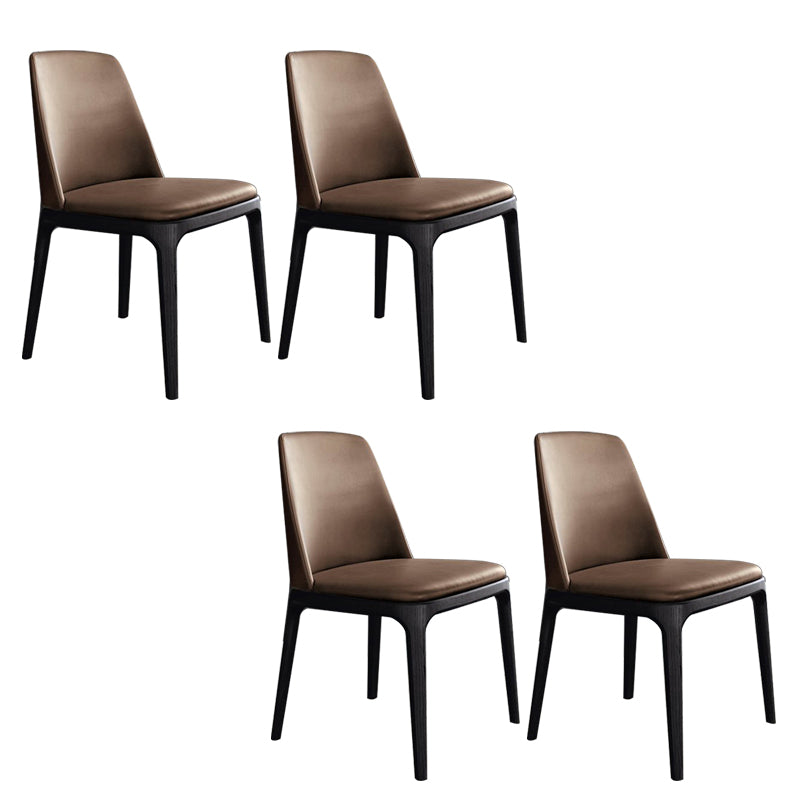Faux Leather Upholstered Dining Chairs Industrial Solid Back Chair