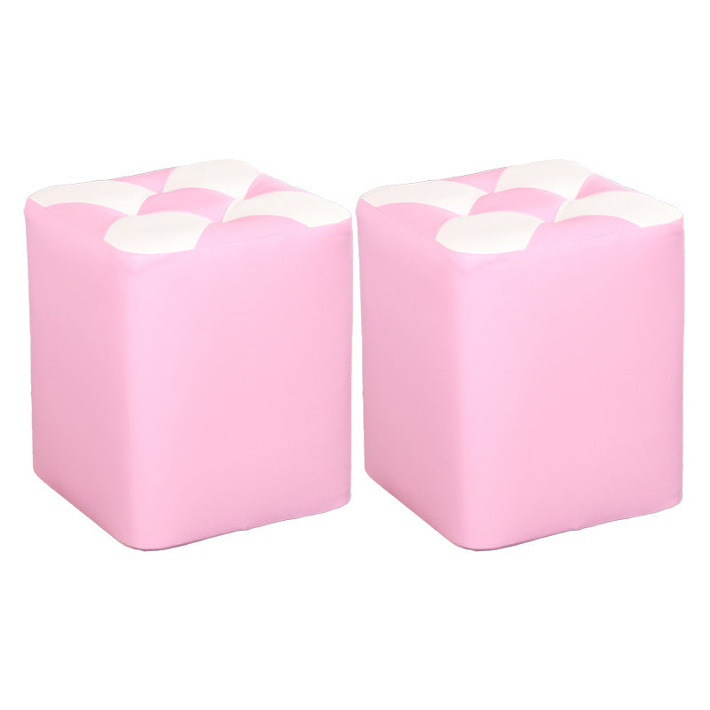 Color Panel Pouf Ottoman Stain Resistant Square Faux Leather Tufted Ottoman