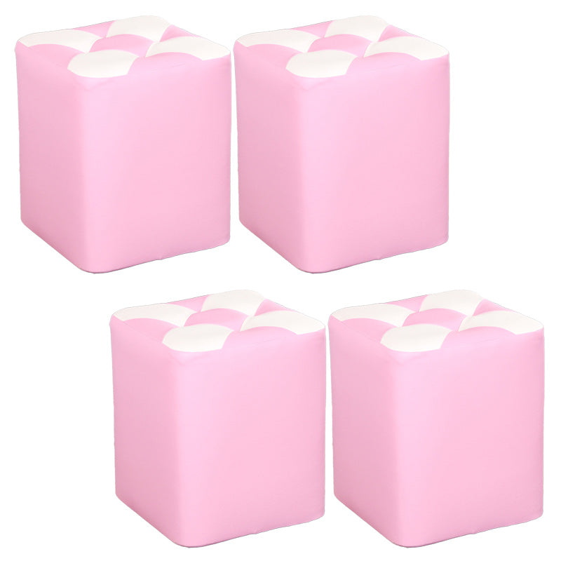 Color Panel Pouf Ottoman Stain Resistant Square Faux Leather Tufted Ottoman