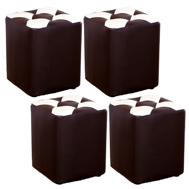 Color Panel Pouf Ottoman Stain Resistant Square Faux Leather Tufted Ottoman