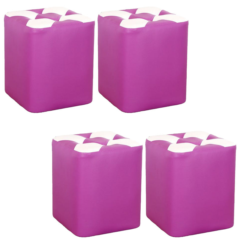 Color Panel Pouf Ottoman Stain Resistant Square Faux Leather Tufted Ottoman