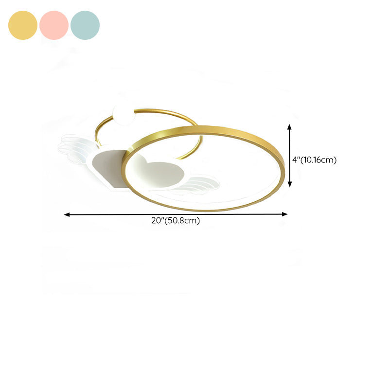 Circular Shape Flush Light Modern Style Metal 1 Light Flush Mount for Bedroom