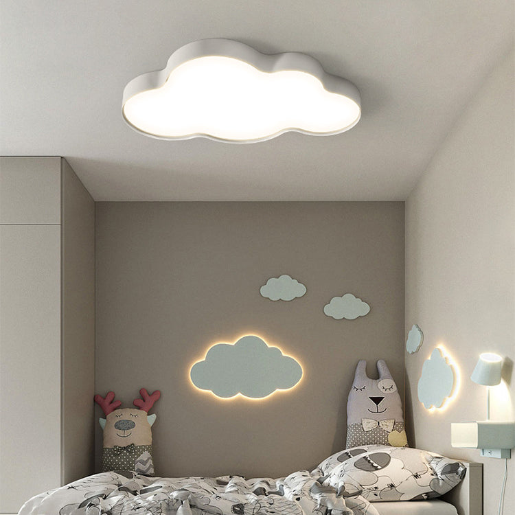 Cloud Shape Flush Light Modern Style Metal 1/2 Lights Flush Mount in White