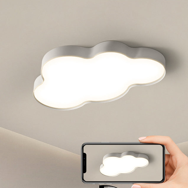 Cloud Shape Flush Light Modern Style Metal 1/2 Lights Flush Mount in White