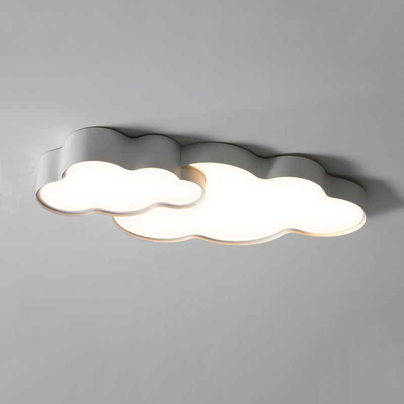 Cloud Shape Flush Light Modern Style Metal 1/2 Lights Flush Mount in White