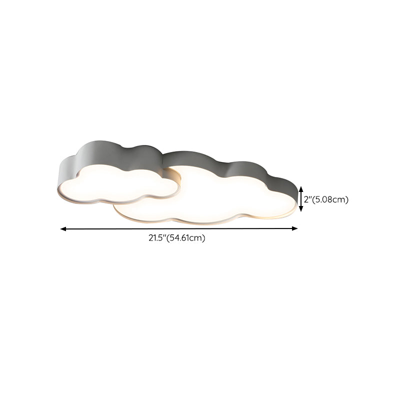Cloud Shape Flush Light Modern Style Metal 1/2 Lights Flush Mount in White