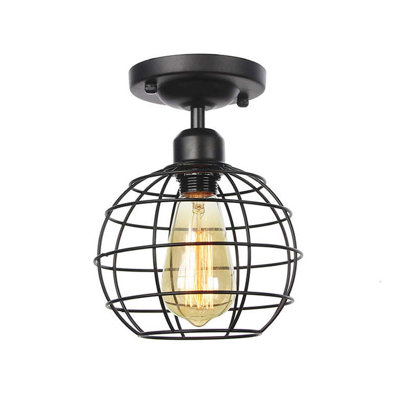 Modern Flush Mount Lighting Metal 1-Light Ceiling Lighting in Black