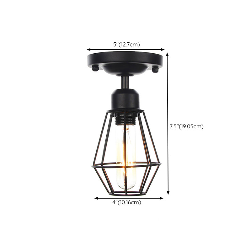 Modern Flush Mount Lighting Metal 1-Light Ceiling Lighting in Black