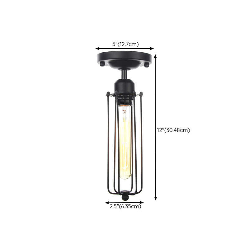 Modern Flush Mount Lighting Metal 1-Light Ceiling Lighting in Black