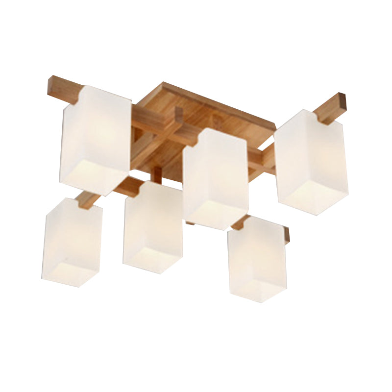 Wood Geometric Flush Mount Lights Contemporary Style Multi Lights Flush Ceiling Light