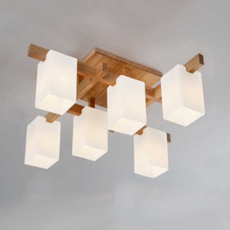 Wood Geometric Flush Mount Lights Contemporary Style Multi Lights Flush Ceiling Light
