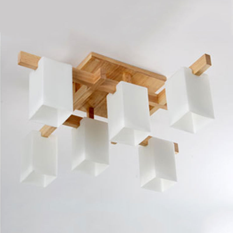 Wood Geometric Flush Mount Lights Contemporary Style Multi Lights Flush Ceiling Light