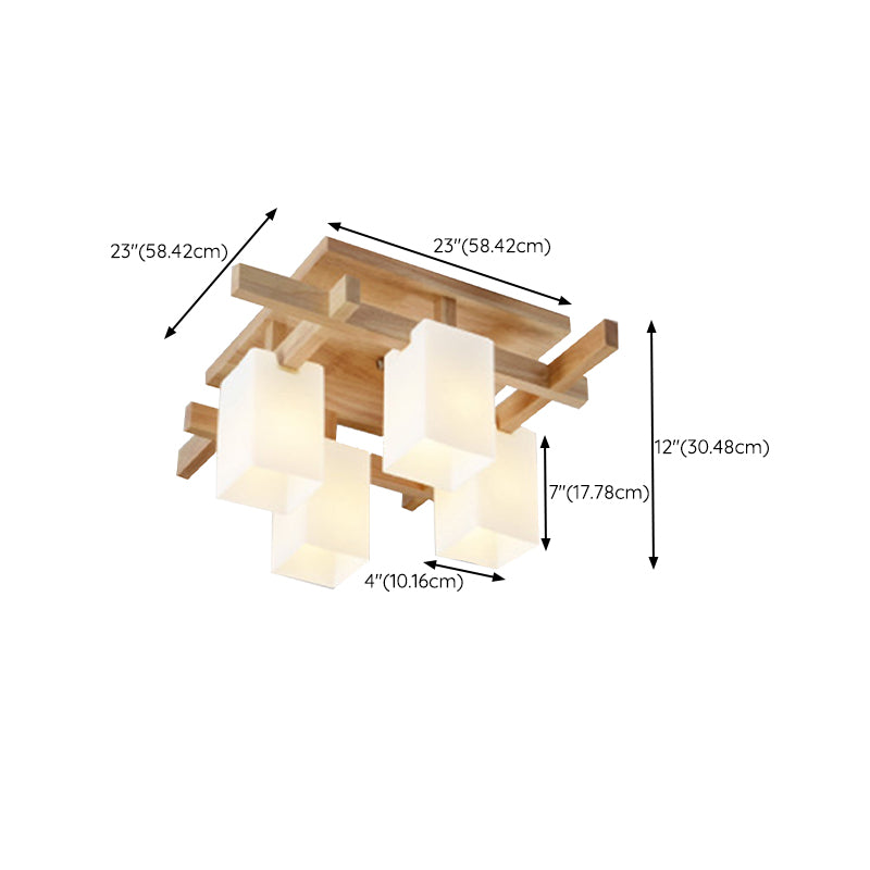 Wood Geometric Flush Mount Lights Contemporary Style Multi Lights Flush Ceiling Light