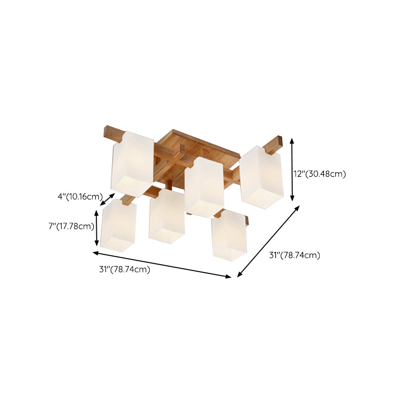 Wood Geometric Flush Mount Lights Contemporary Style Multi Lights Flush Ceiling Light