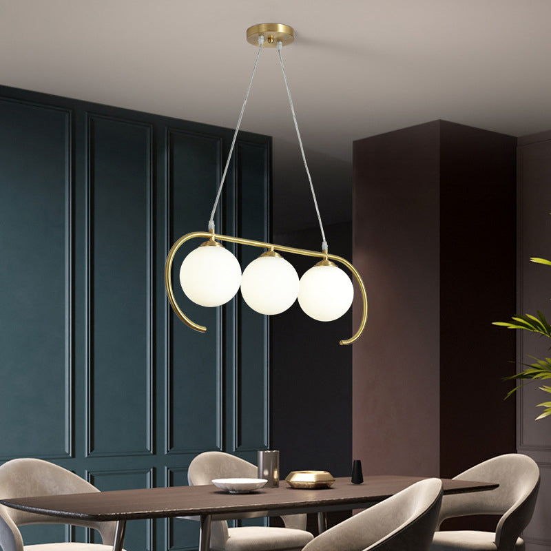 Modern Island Lighting Fixture Minimalist Glass Shade Hanging Light for Dining Room